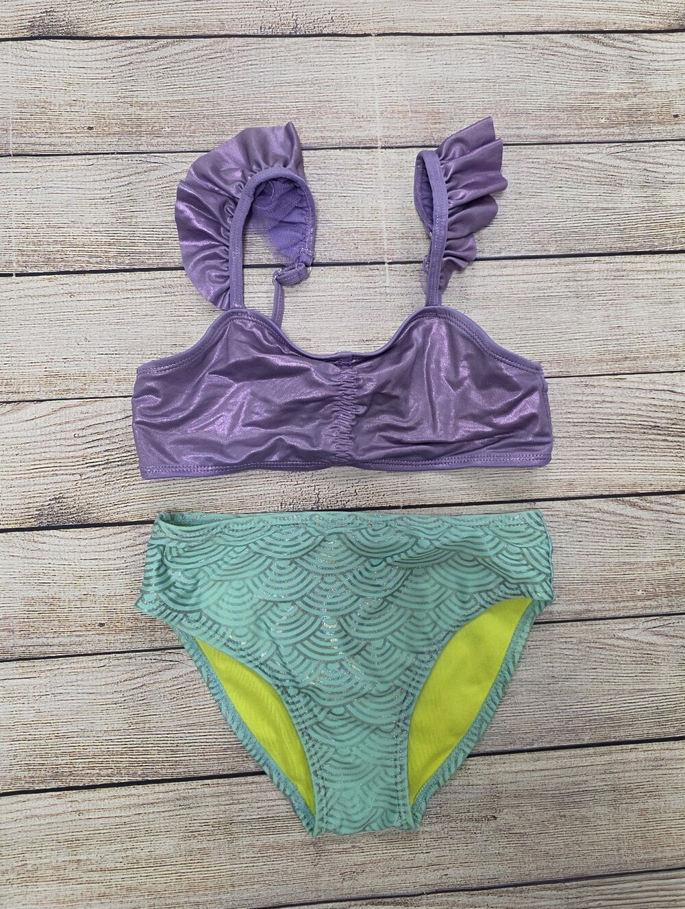 Disney Parks Little Mermaid Lilac Ruffle Strap Bikini Size 7/8